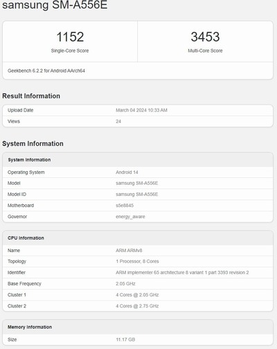 Galaxy A55 đi kèm ram 12GB