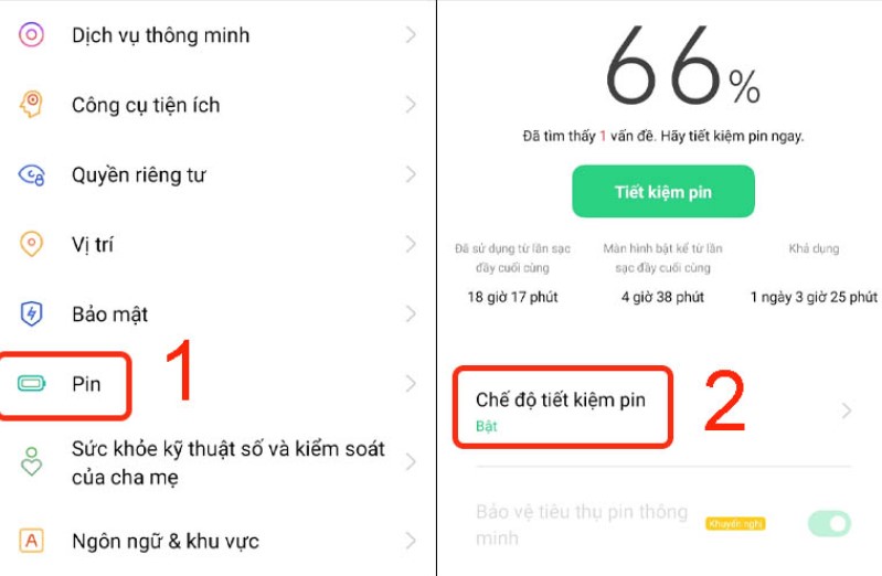 Tắt chế độ tiết kiệm Pin trên Oppo