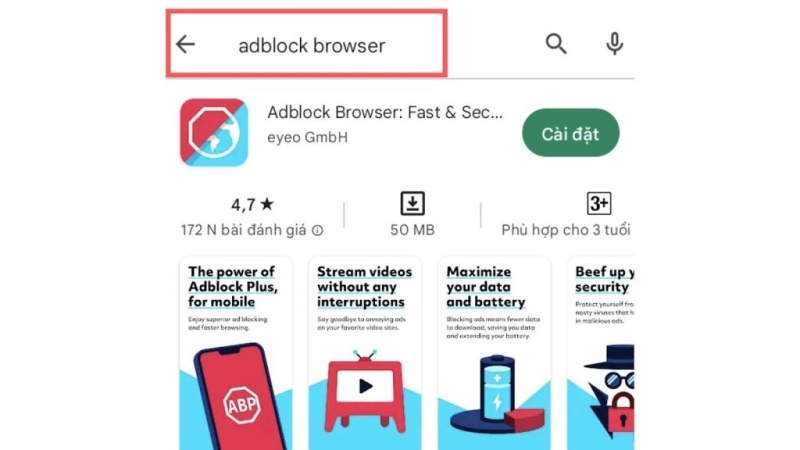 Dùng ứng dụng Adblock Browser