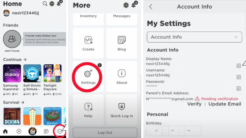 cách đổi tên trong roblox trên android