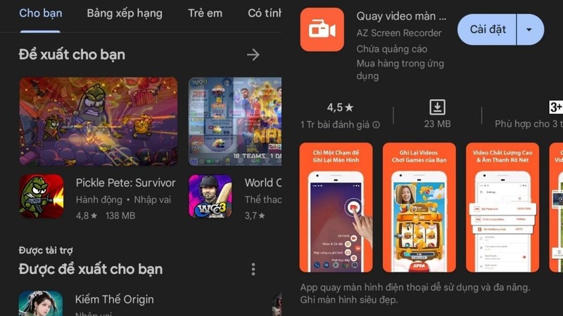 Sử dụng ứng dụng thứ 3 (AZ Screen Recorder)