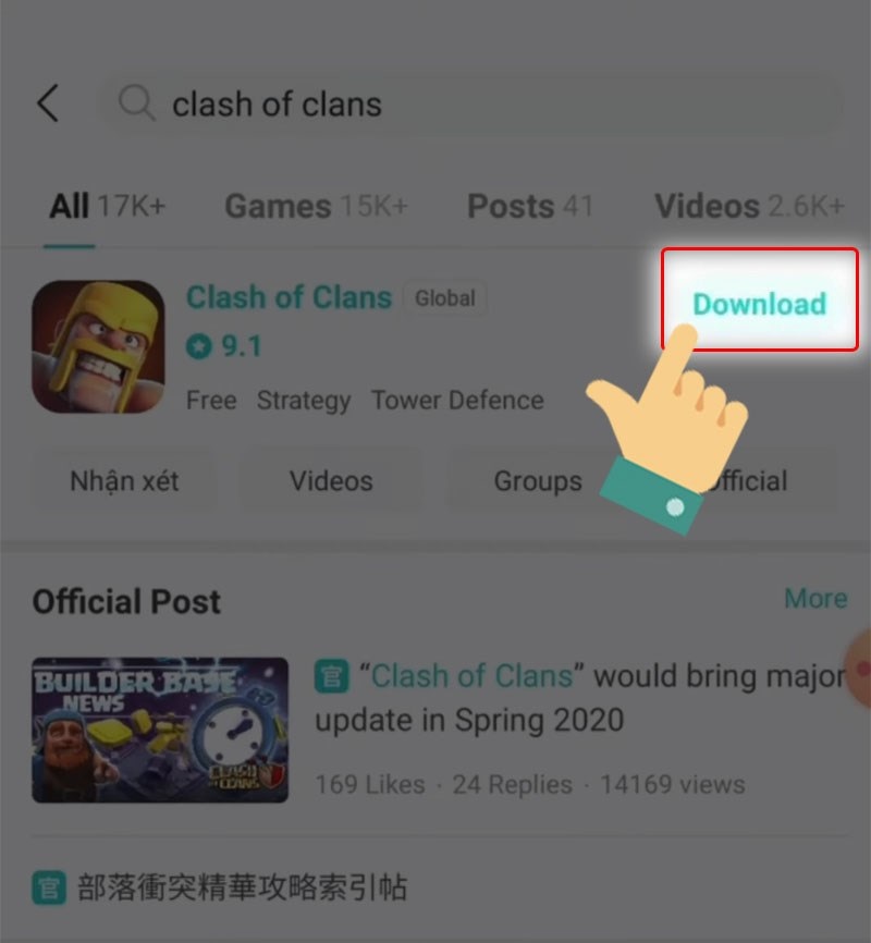 Cách tải game Clash Of Clans trên Android 