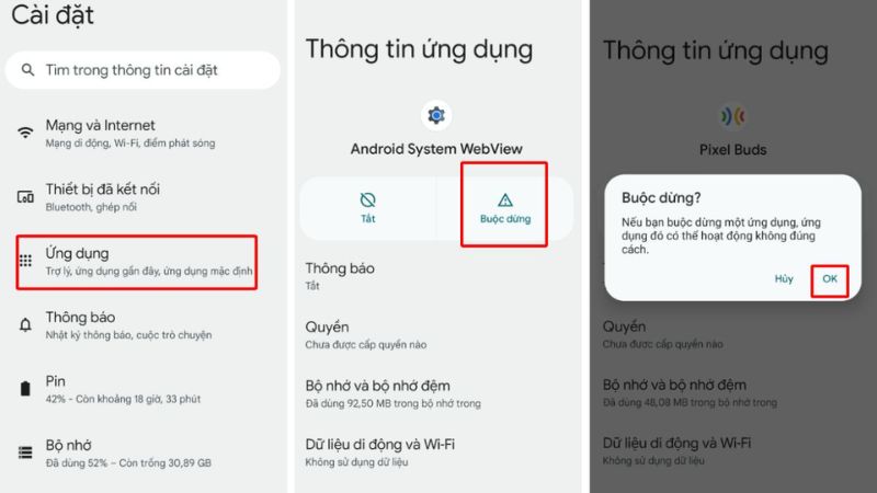 tắt trong cài đặt
