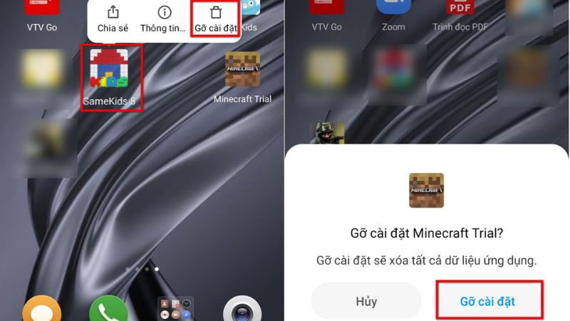 xóa ứng dụng bị quảng cáo