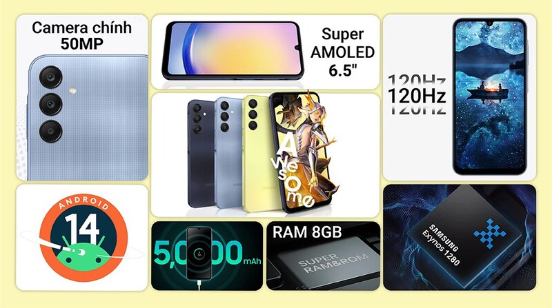 Điện thoại giá rẻ cấu hình cao - Samsung Galaxy A25