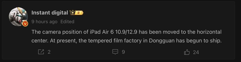 iPad Air 6 thay đổi camera 