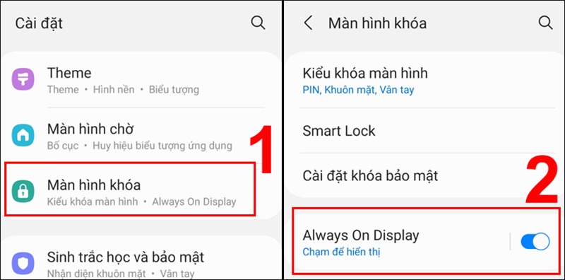chạm 2 lần mở màn hình samsung