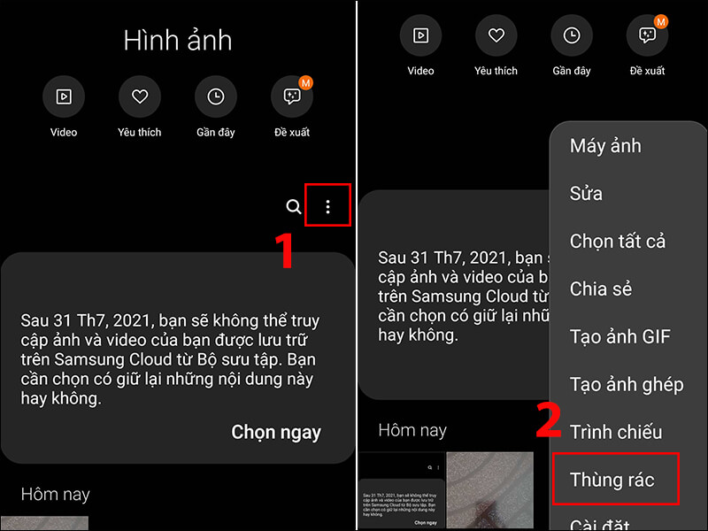 Cách khôi phục ảnh đã xóa trên Samsung thông qua ứng dụng Gallery