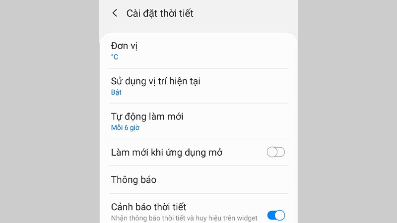  Cài đặt thời tiết trên màn hình Samsung 