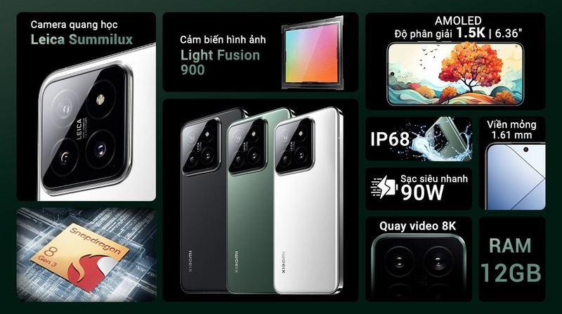 Xiaomi Mi 14 5G 12GB điện thoại chơi game cấu hình cao