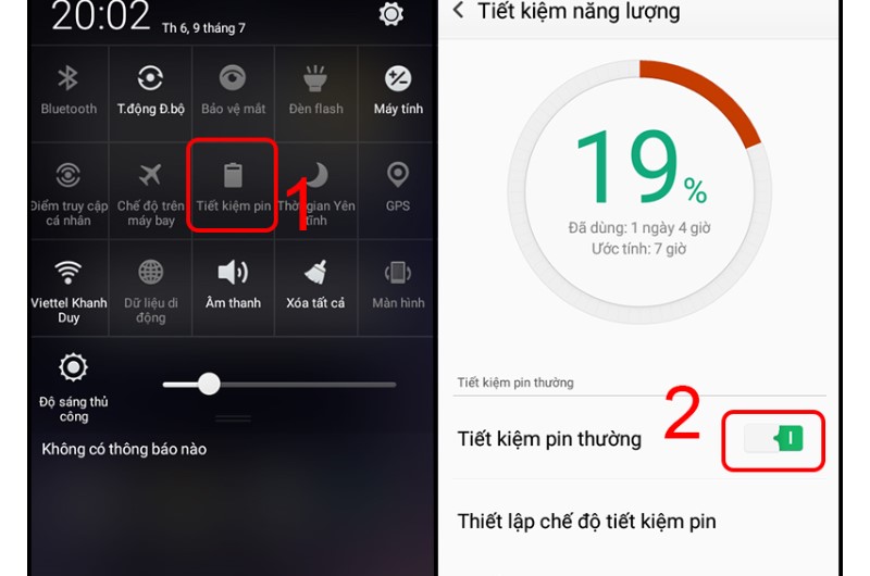 Bật chế độ tiết kiệm pin