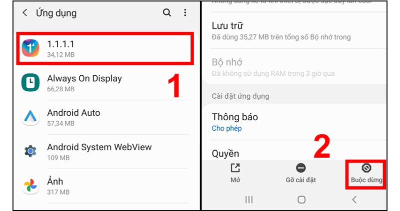 Đóng app chạy nhầm trên android
