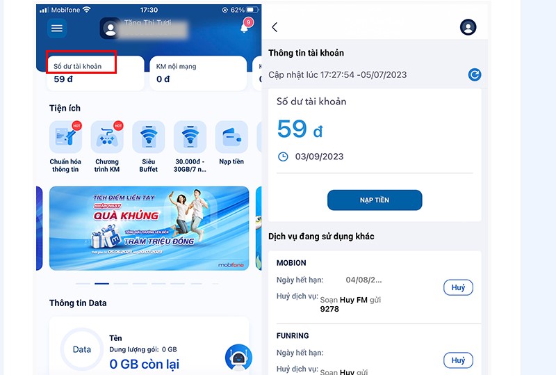 Cách kiểm tra tiền trong tài khoản trên điện thoại
