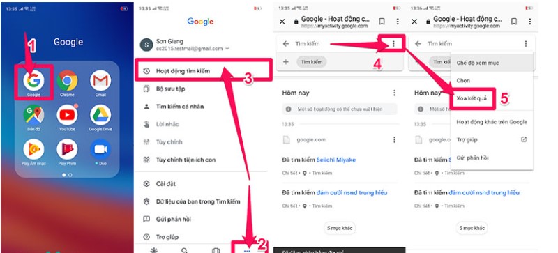Xóa dữ liệu lướt web giải phóng dung lượng Oppo
