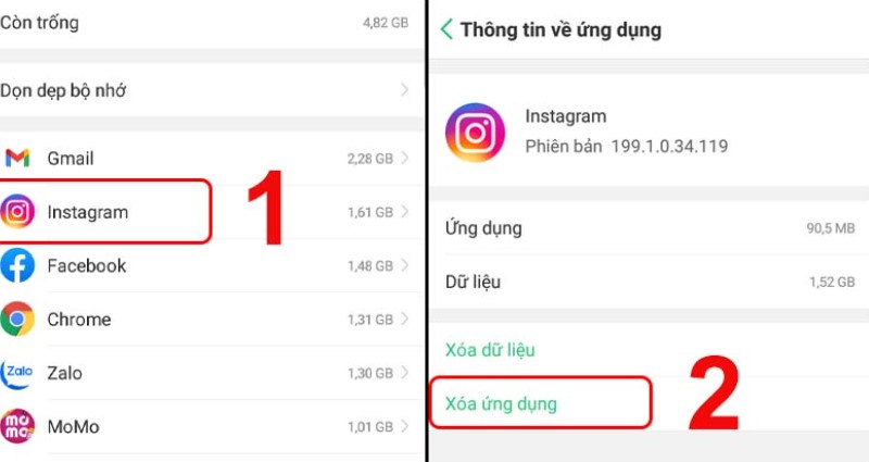 Xóa ứng dụng trên Oppo