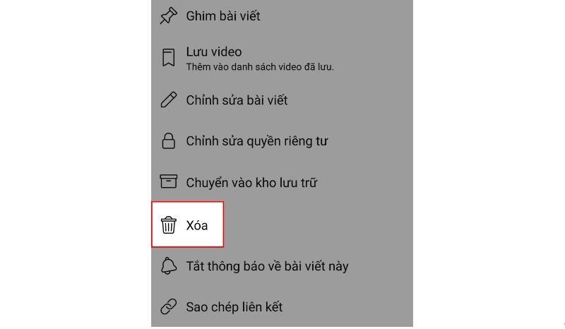 Xóa video Livestream trên FB