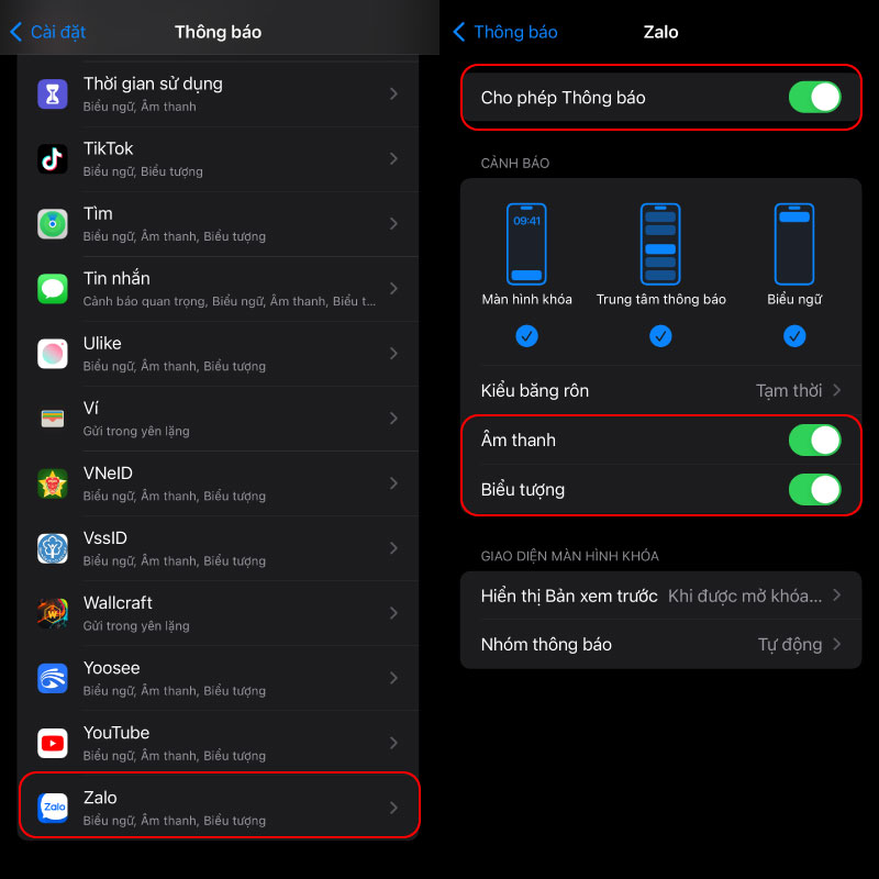 Zalo không thông báo trên iPhone