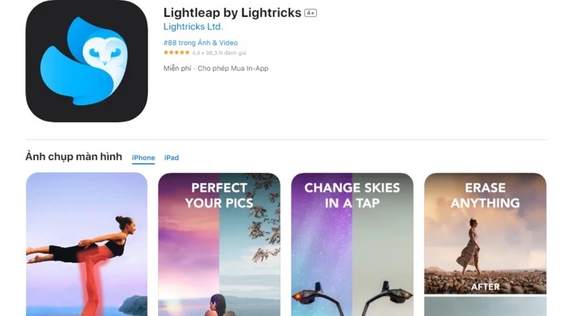 App chỉnh ảnh đẹp Lightleap