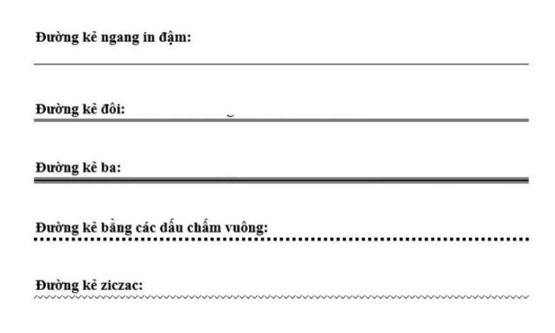tạo đường kẻ ngang trong word