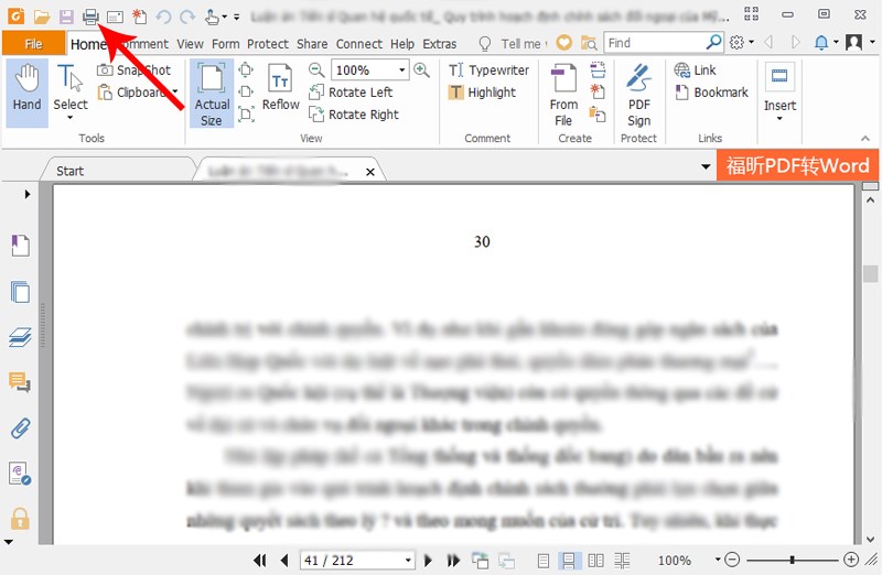 Mở file và nhấn vào biểu tượng in