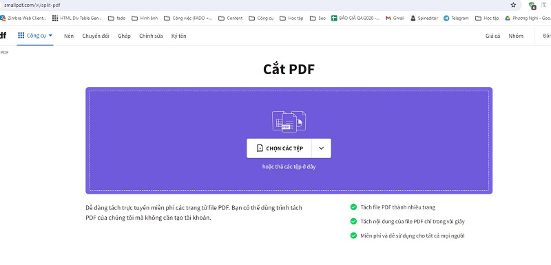 Tìm và truy cập web SmallPDF