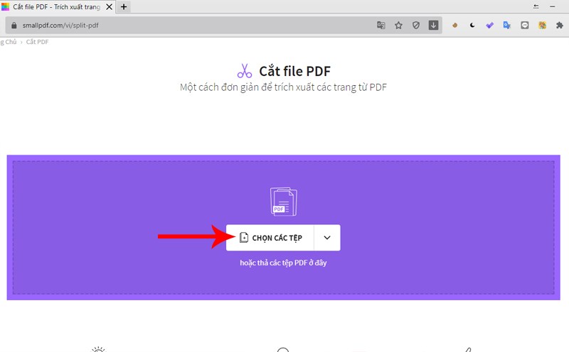 Chọn file pdf cần xử lý cắt trang