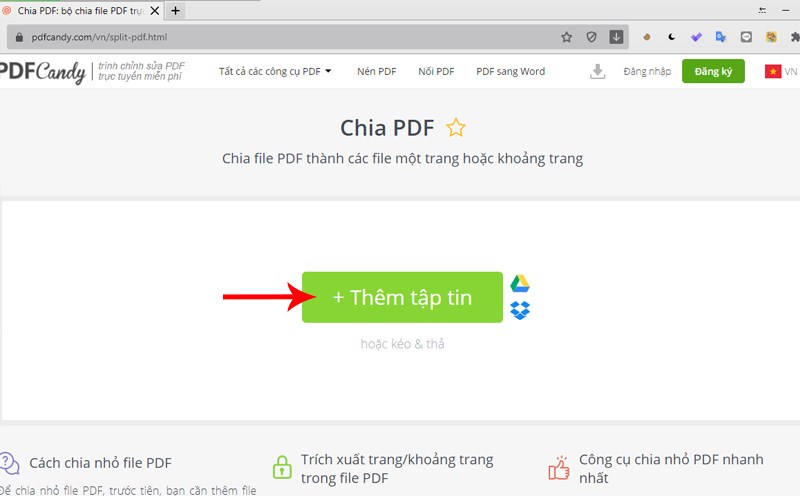 Tải tệp pdf lên để bắt đầu các bước tiếp theo