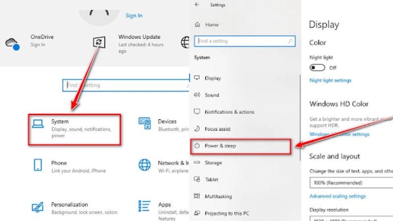 chọn power & sleep
