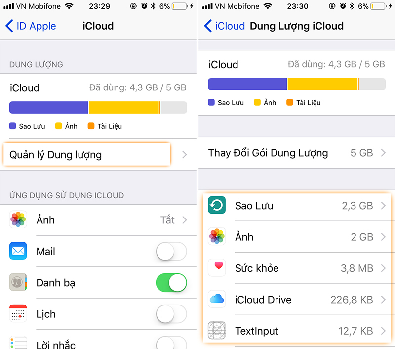 cách giải phóng dung lượng iCloud