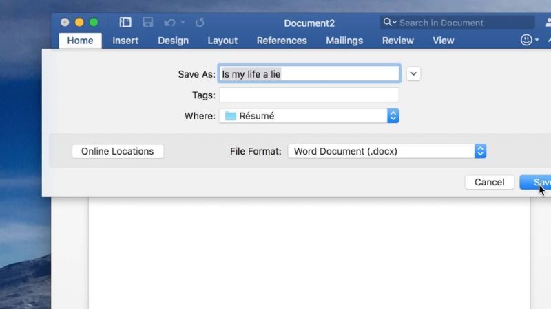 cách lưu file word trên macbook