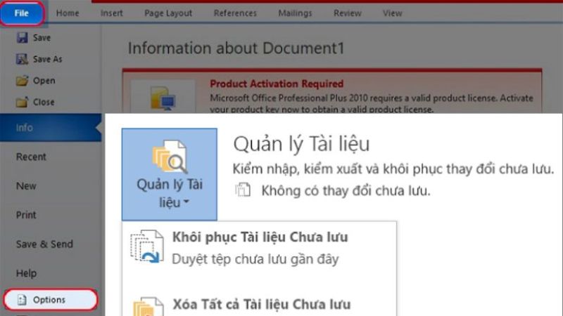 tính năng khôi phục phiên làm việc