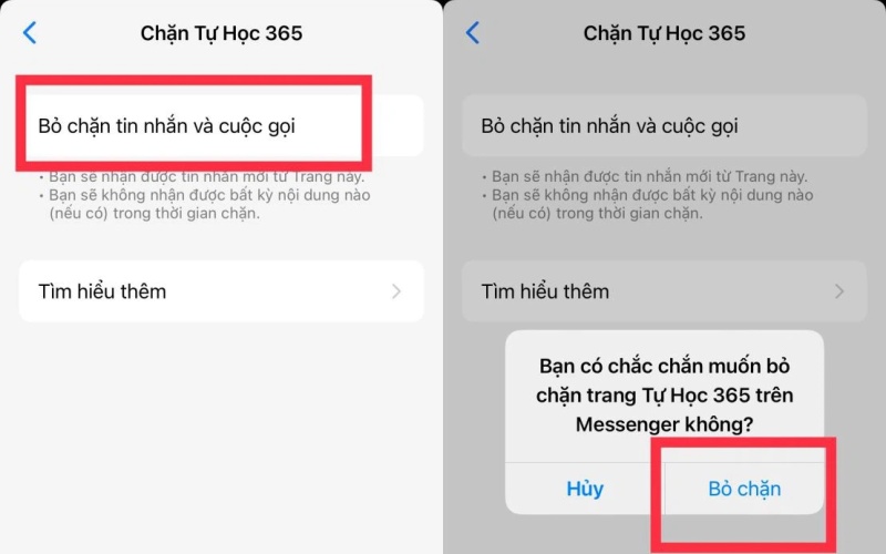 Cách mở chặn messenger khi đã xóa tin nhắn trên điện thoại iPhone 3