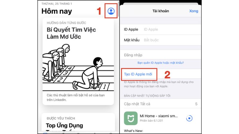tạo id apple trên iphone