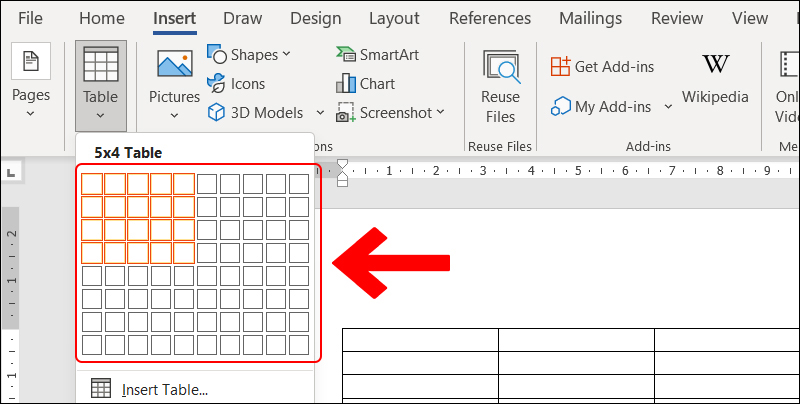 Cách tạo bảng trong Word bằng Quick Tables