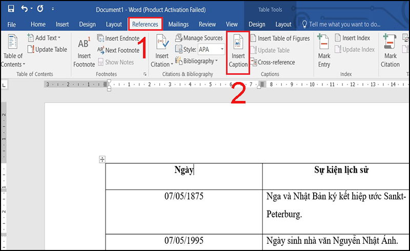 cách tạo mục lục hình ảnh trong Word