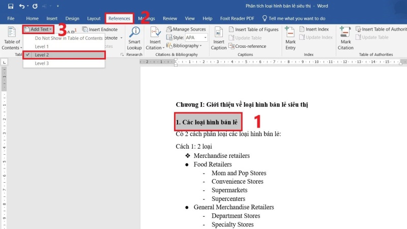 Các bước xác định nội dung trước khi tạo mục lục tự động 3