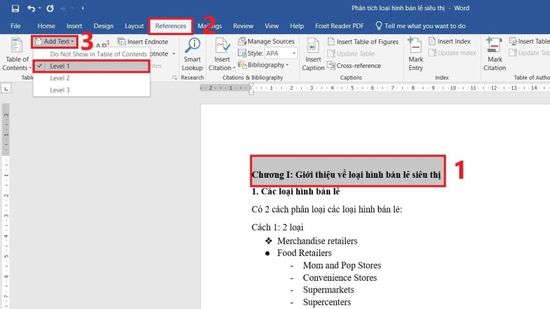Các bước xác định nội dung trước khi tạo mục lục tự động 2