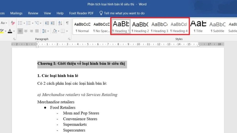 Các bước xác định nội dung trước khi tạo mục lục tự động 5