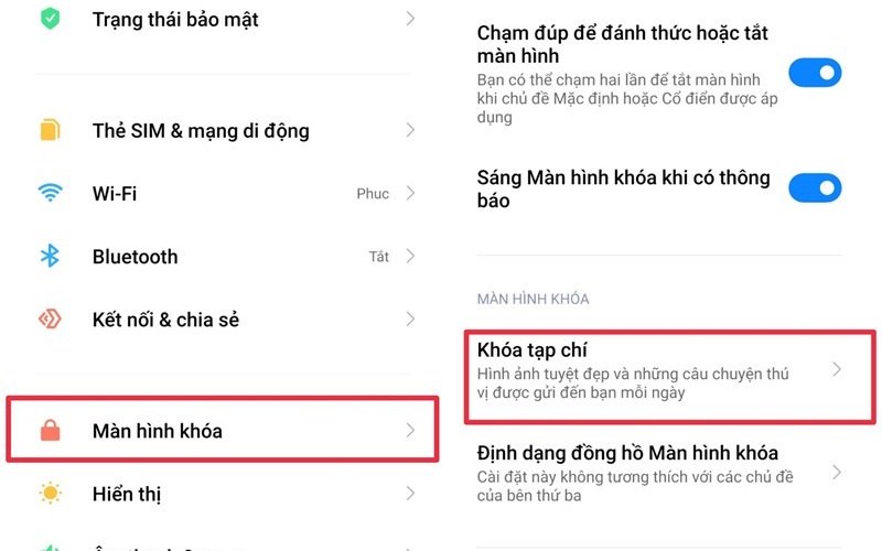 Cách bật và cách tắt tạp chí màn hình khóa Redmi cực đơn giản 1