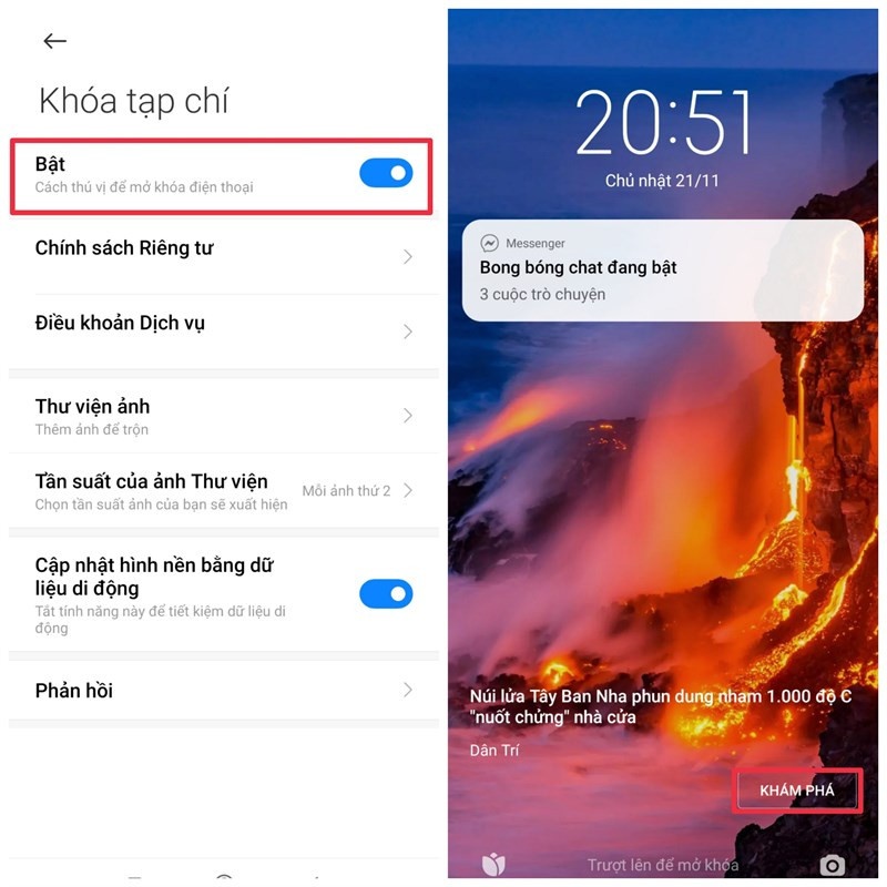Cách bật và cách tắt tạp chí màn hình khóa Redmi cực đơn giản 2