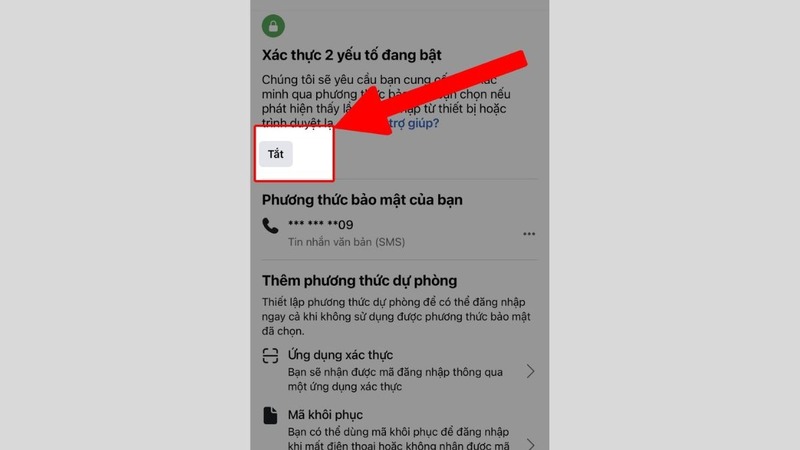 cách tắt xác thực 2 yếu tố 