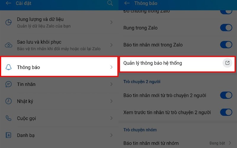 tại sao zalo không thông báo tin nhắn