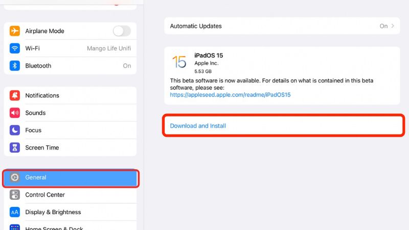 cập nhật phần mềm iPad tụt pin khi không sử dụng