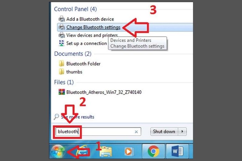 Chọn lệnh “Change Bluetooth settings