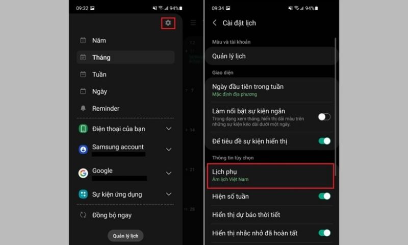 cài đặt lịch âm dương cho điện thoại