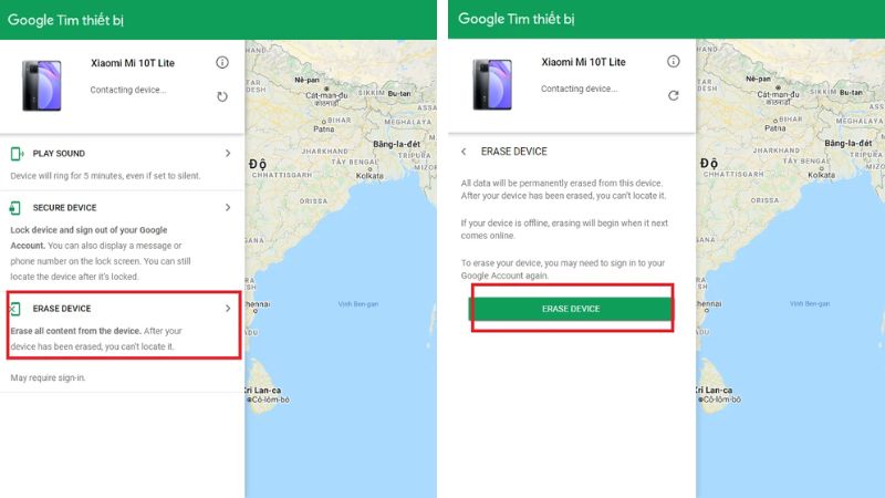 quên mã pin điện thoại android