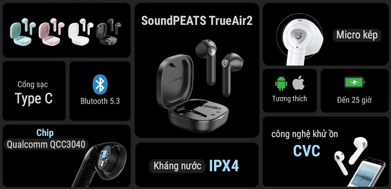 Tai nghe không dây Soundpeats True Air 2