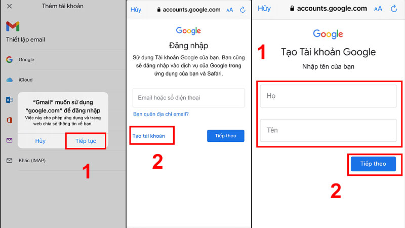 tạo tài khoản Email trên điện thoại