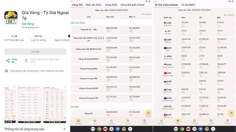 ứng dụng theo dõi giá vàng