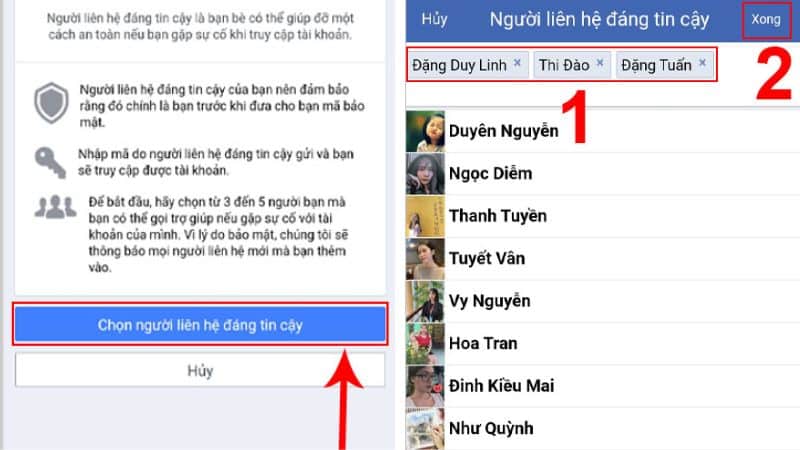 Thông qua liên hệ đáng tin cậy trên điện thoại